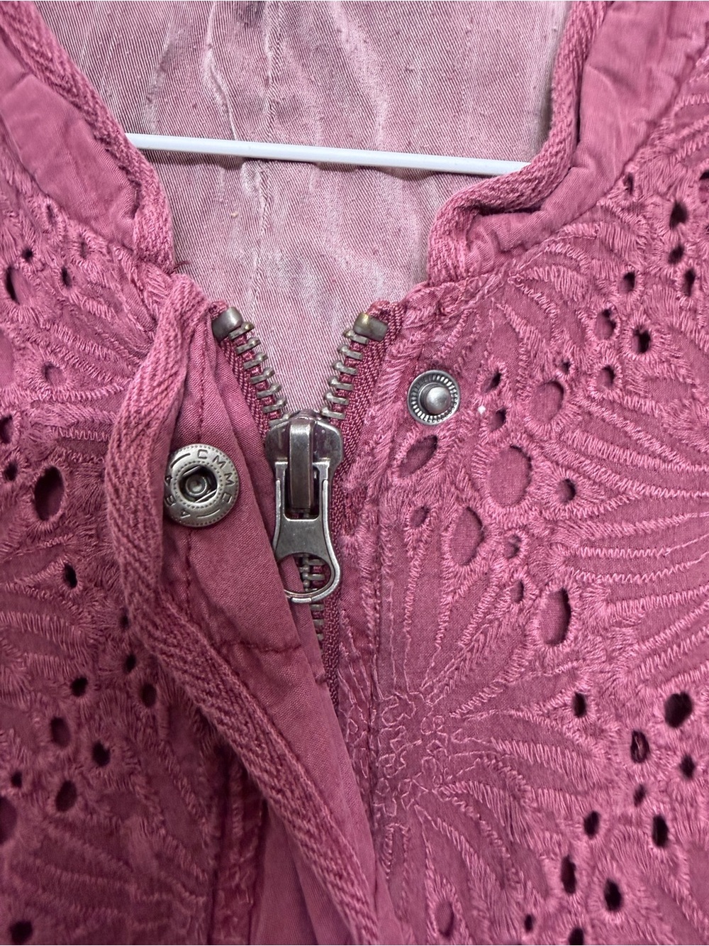 Free People Daisy Jane Bomber Jacket Eyelet Raspberry Purple Slouchy Oversized S - Picture 10 of 16